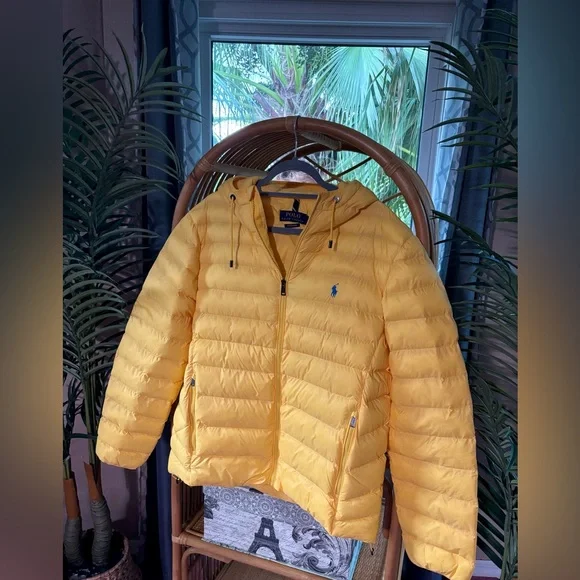 Polo Ralph Lauren 🔥 Men’s Yellow Hooded Packable Puffer Jacket Coat NWT - Picture 8 of 16